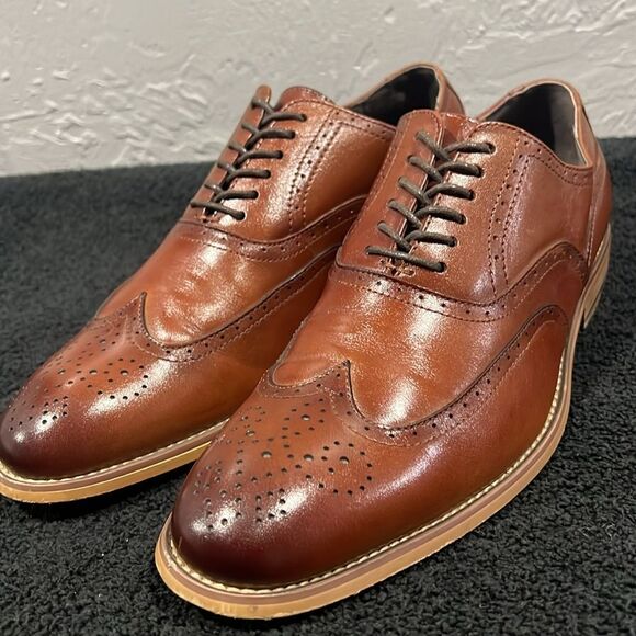 ?? STACY ADAMS Dunbar Wingtip Oxford Brown Dress Shoes - Men‎ Sz 8M - PERFECT! main image 10